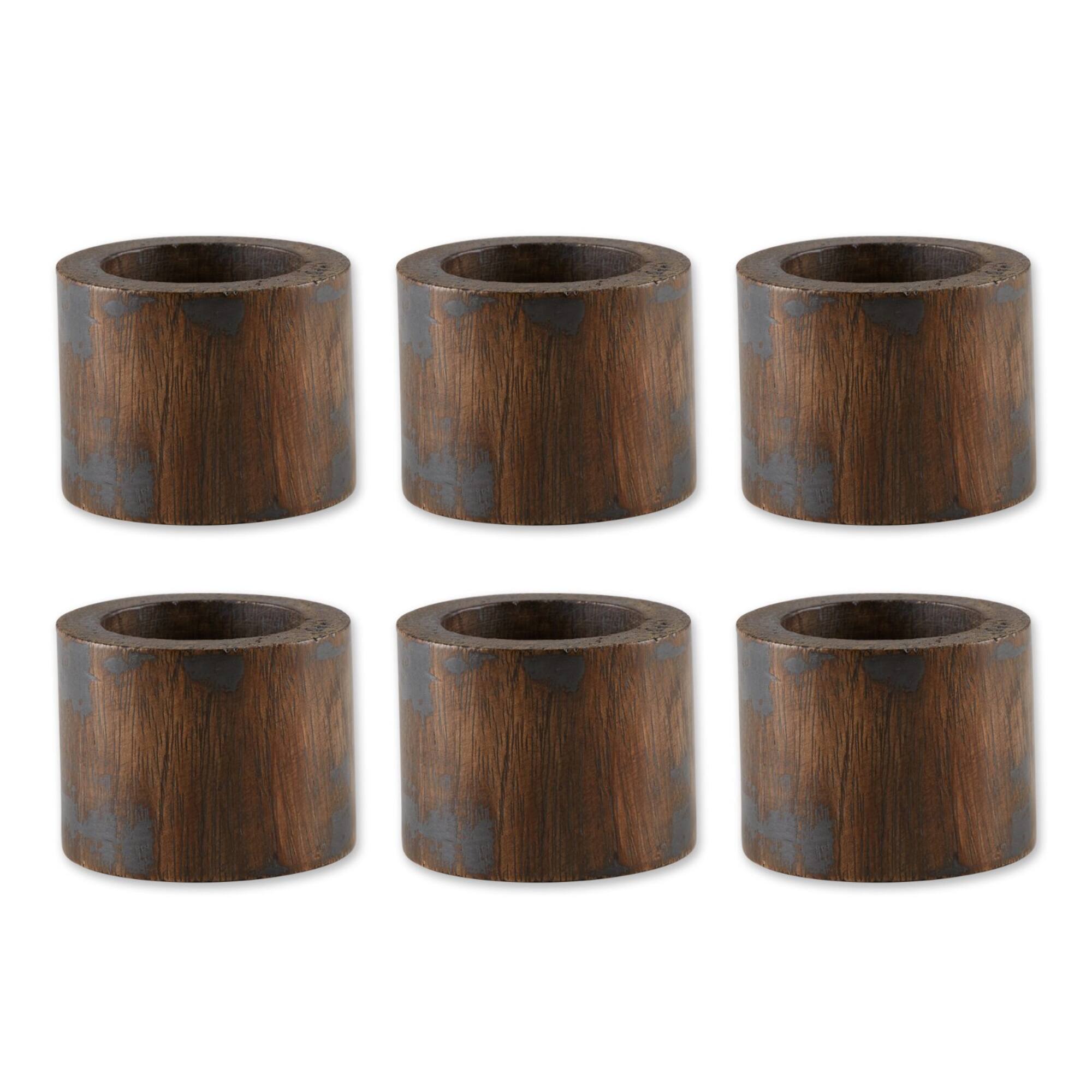 DII® Black Rub Finish Wood Band Napkin Rings, 6ct.